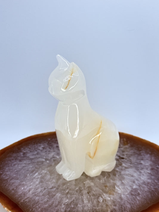 Onyx Cat Carving Pair | Natural Stone Figurines for Protection, Balance & Elegance