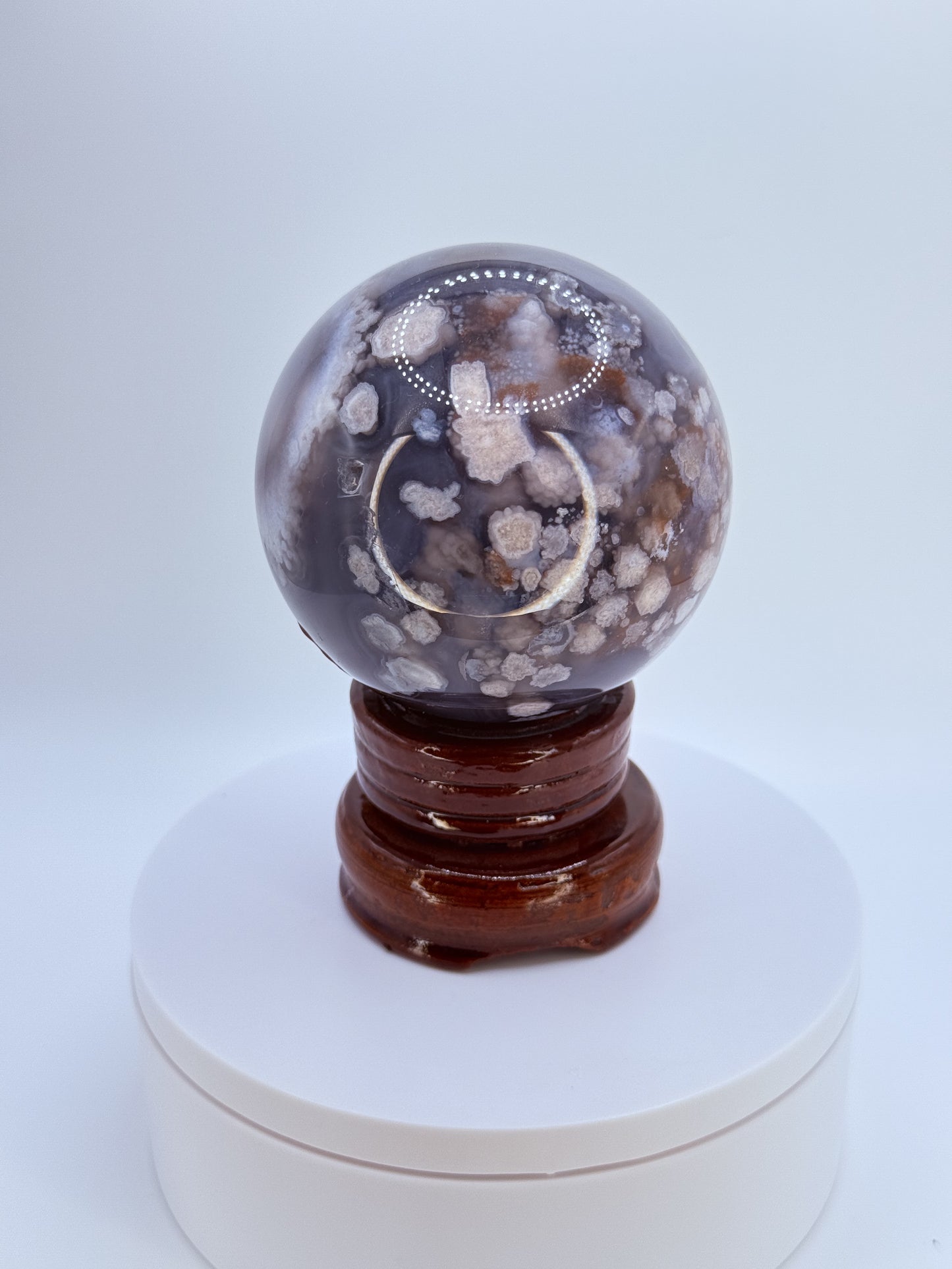 Black Flower Agate Sphere β Stone of Growth, Balance & Transformation | Handpicked Crystal Ball for Strength, Protection & Inner Peace