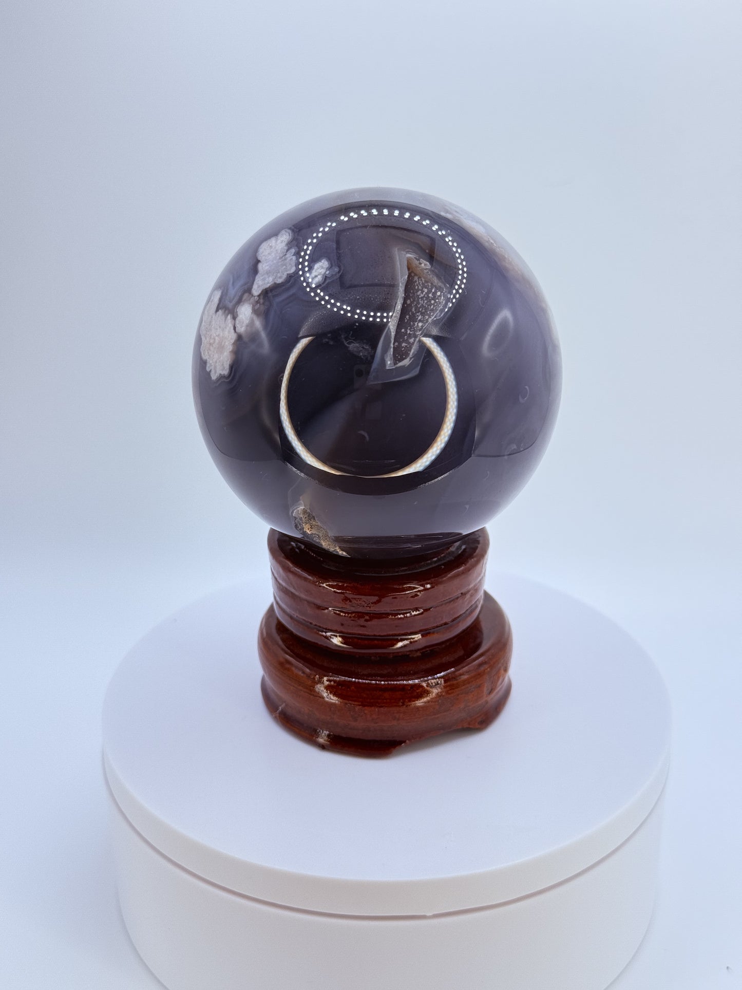 Black Flower Agate Sphere β Stone of Growth, Balance & Transformation | Handpicked Crystal Ball for Strength, Protection & Inner Peace