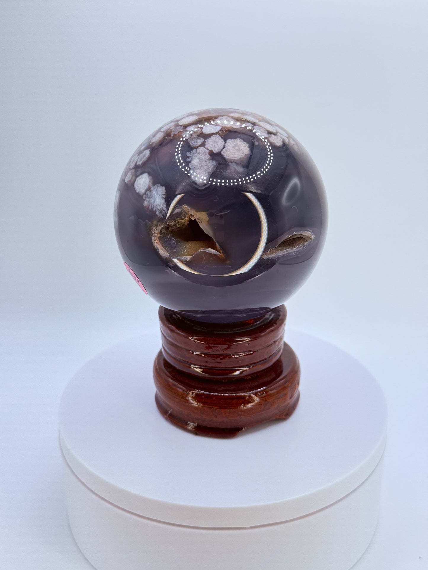 Black Flower Agate Sphere β Stone of Growth, Balance & Transformation | Handpicked Crystal Ball for Strength, Protection & Inner Peace