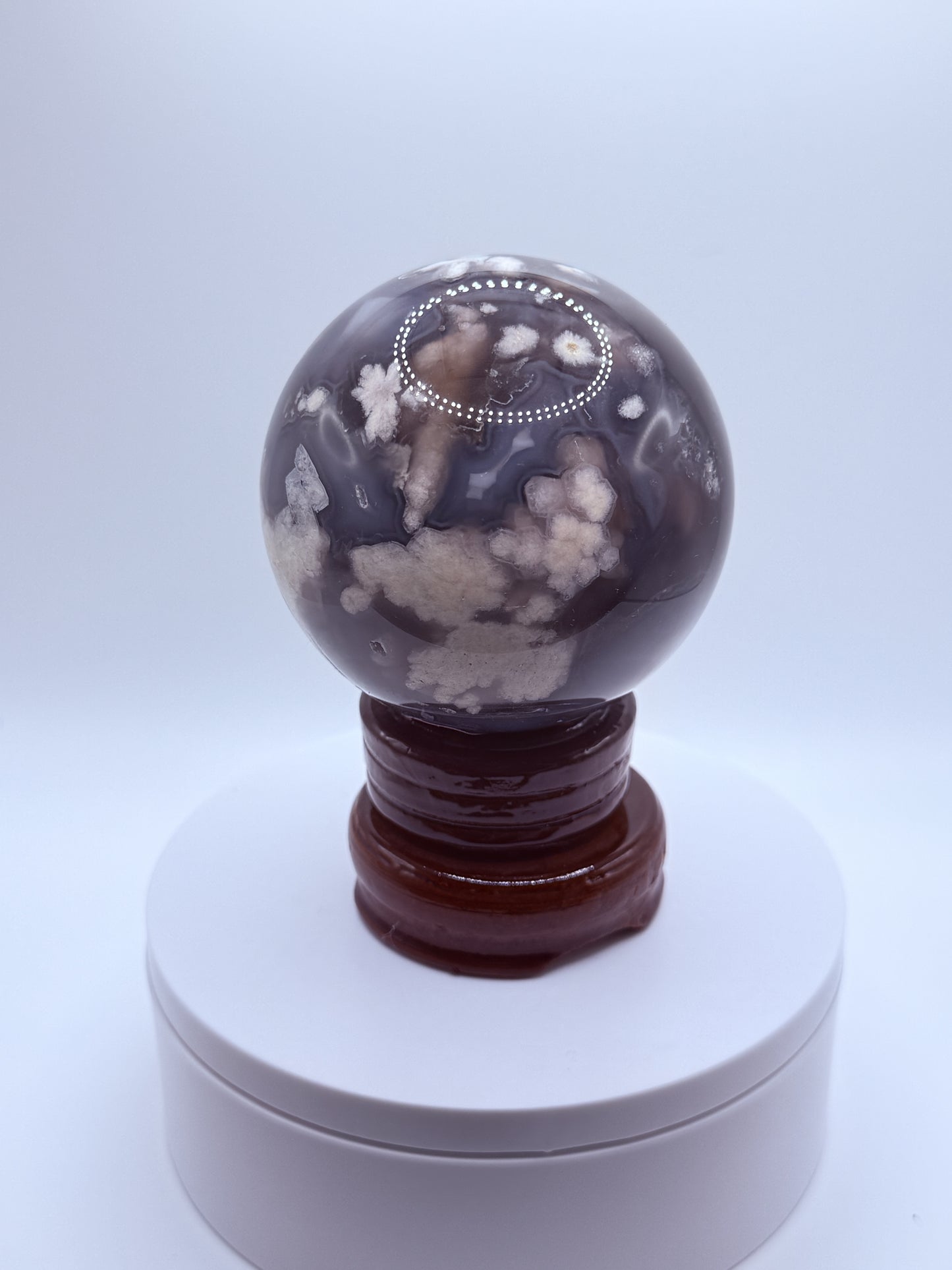 Black Flower Agate Sphere β Stone of Growth, Balance & Transformation | Handpicked Crystal Ball for Strength, Protection & Inner Peace
