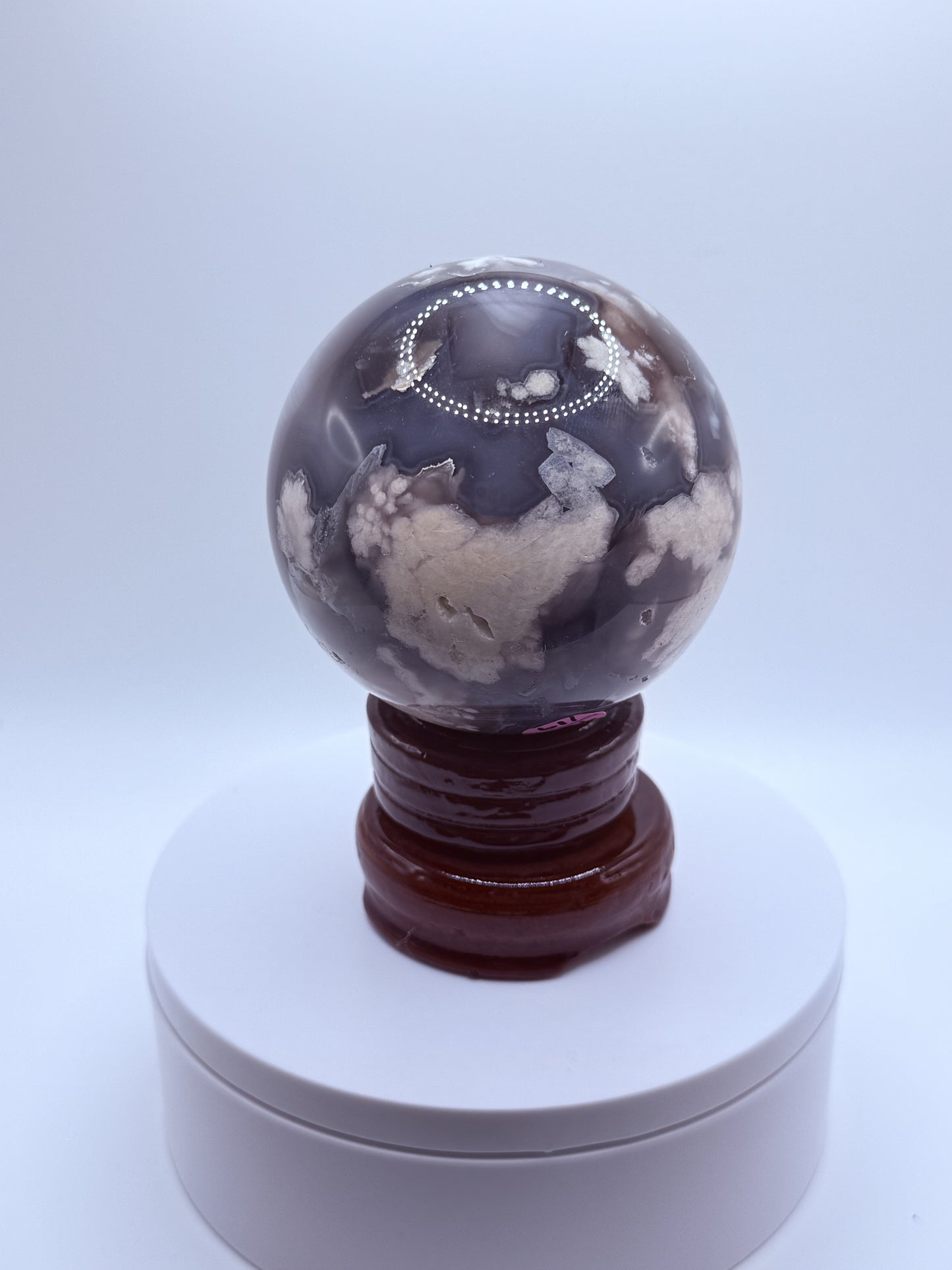Black Flower Agate Sphere β Stone of Growth, Balance & Transformation | Handpicked Crystal Ball for Strength, Protection & Inner Peace