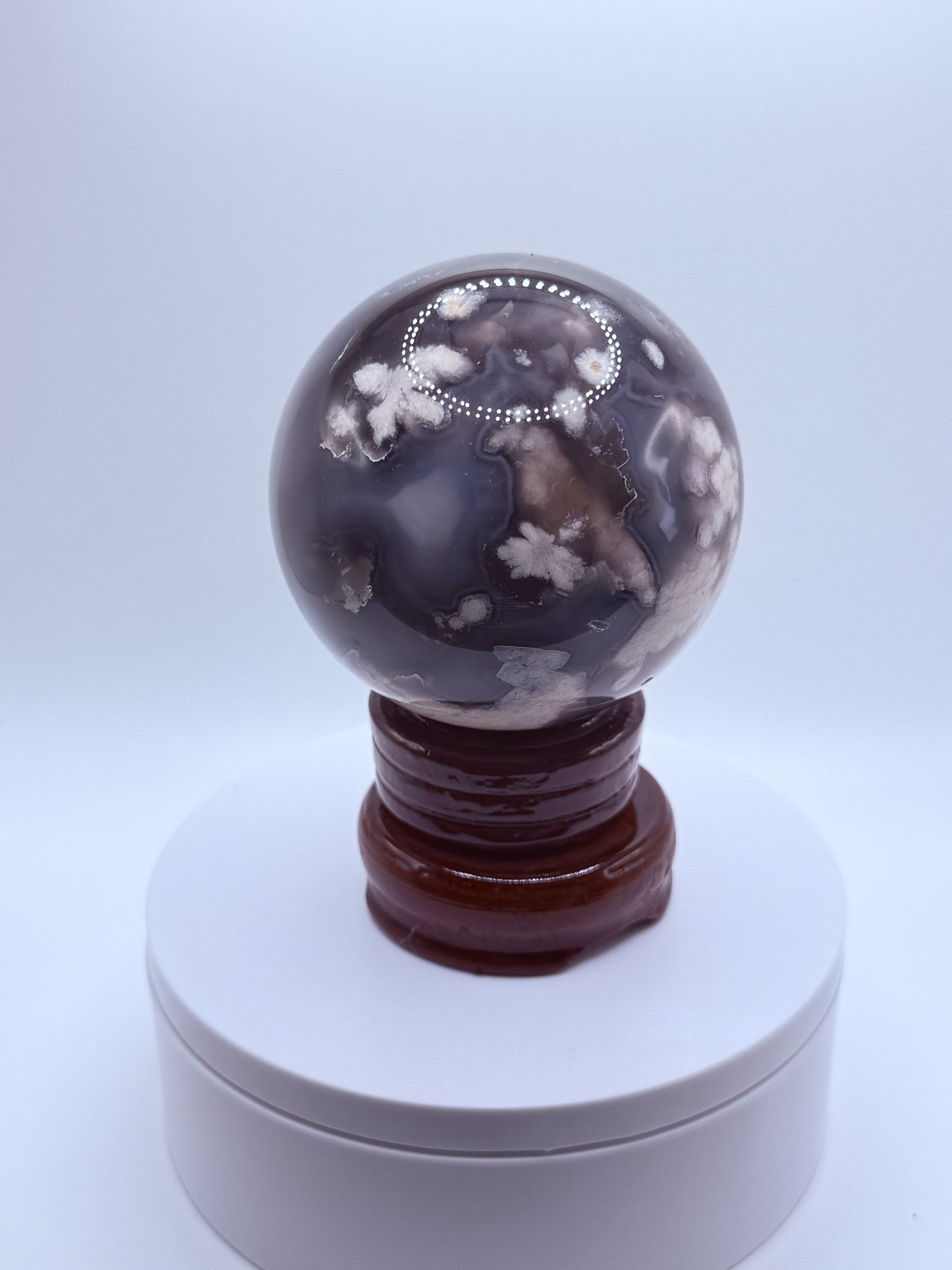 Black Flower Agate Sphere β Stone of Growth, Balance & Transformation | Handpicked Crystal Ball for Strength, Protection & Inner Peace