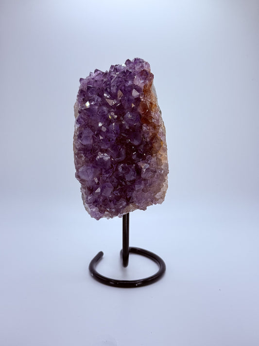Amethyst Rough Cluster on Stand – Natural Brazilian Crystal for Peace, Protection & Clarity | Handpicked Raw Amethyst Geode Display
