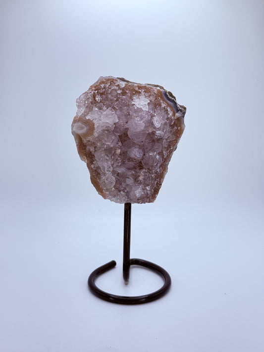 Small Raw Amethyst Cluster on Stand – Handpicked Brazilian Amethyst Crystal for Peace, Intuition & Protection | Natural Home Décor