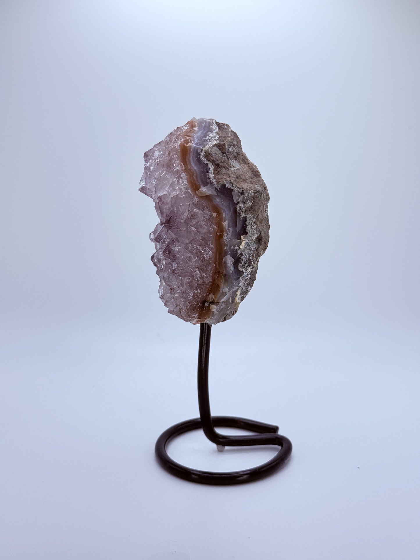 Small Raw Amethyst Cluster on Stand – Handpicked Brazilian Amethyst Crystal for Peace, Intuition & Protection | Natural Home Décor