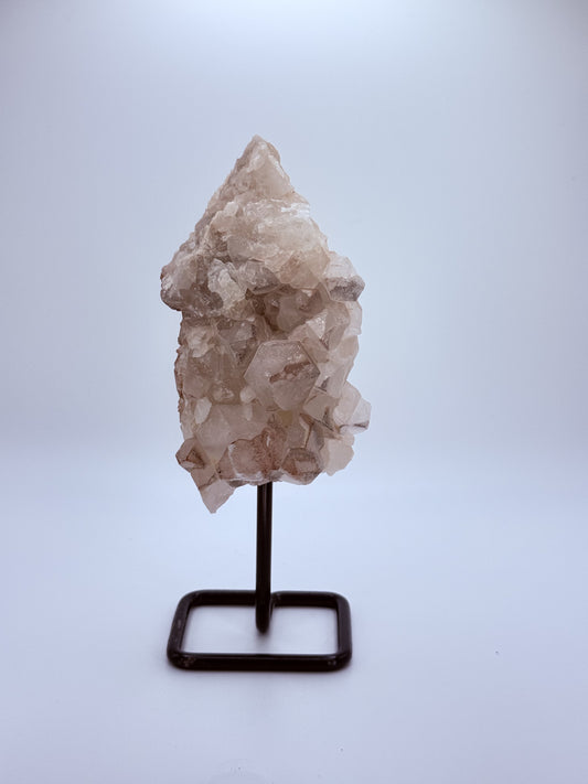 Small Pink Lithium Quartz Cluster on Stand – Calming & Heart-Healing Crystal | Handpicked Soothing Stone for Peace, Balance & Emotional Healing