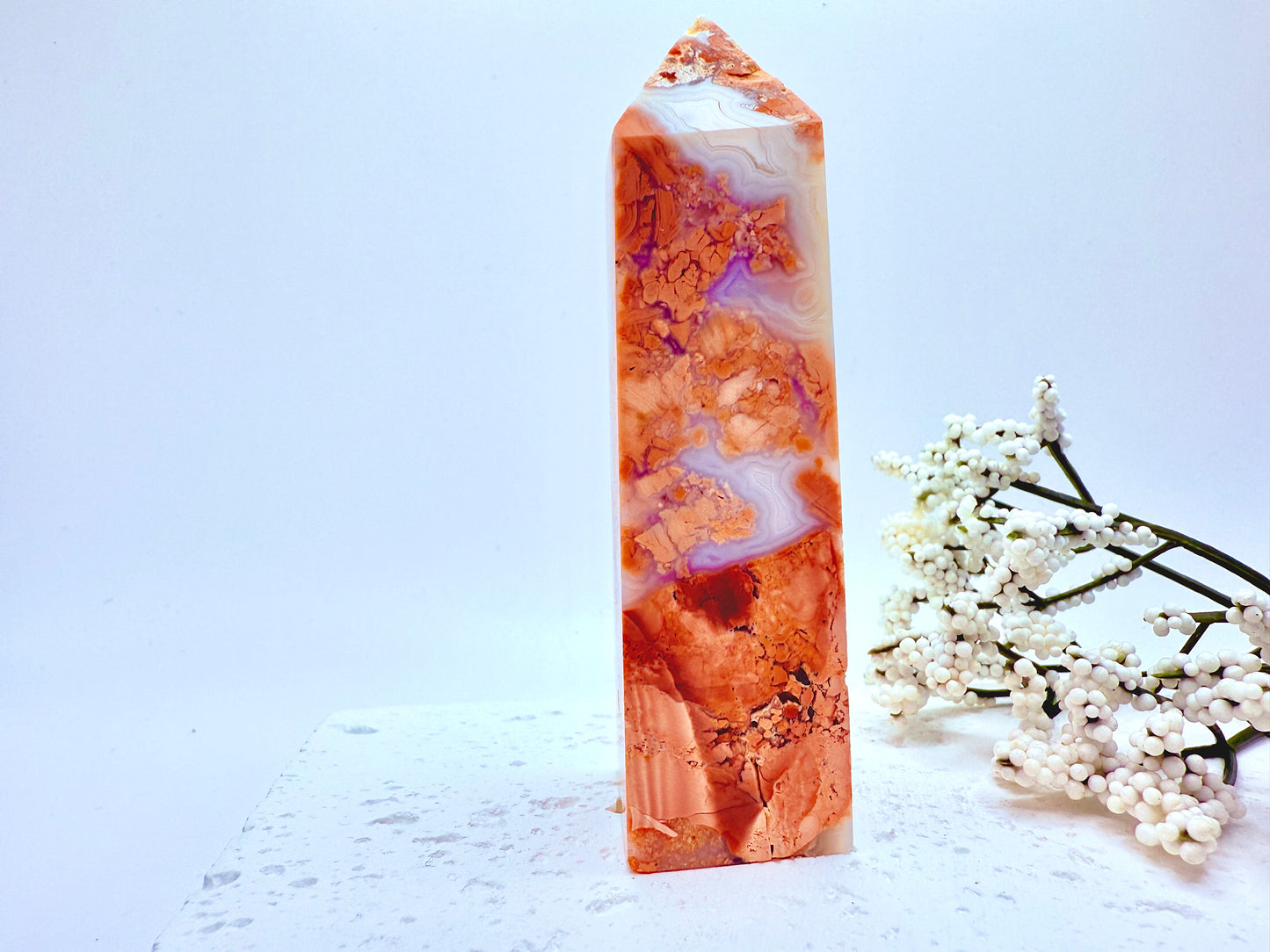 Petal Agate Druzy Tower