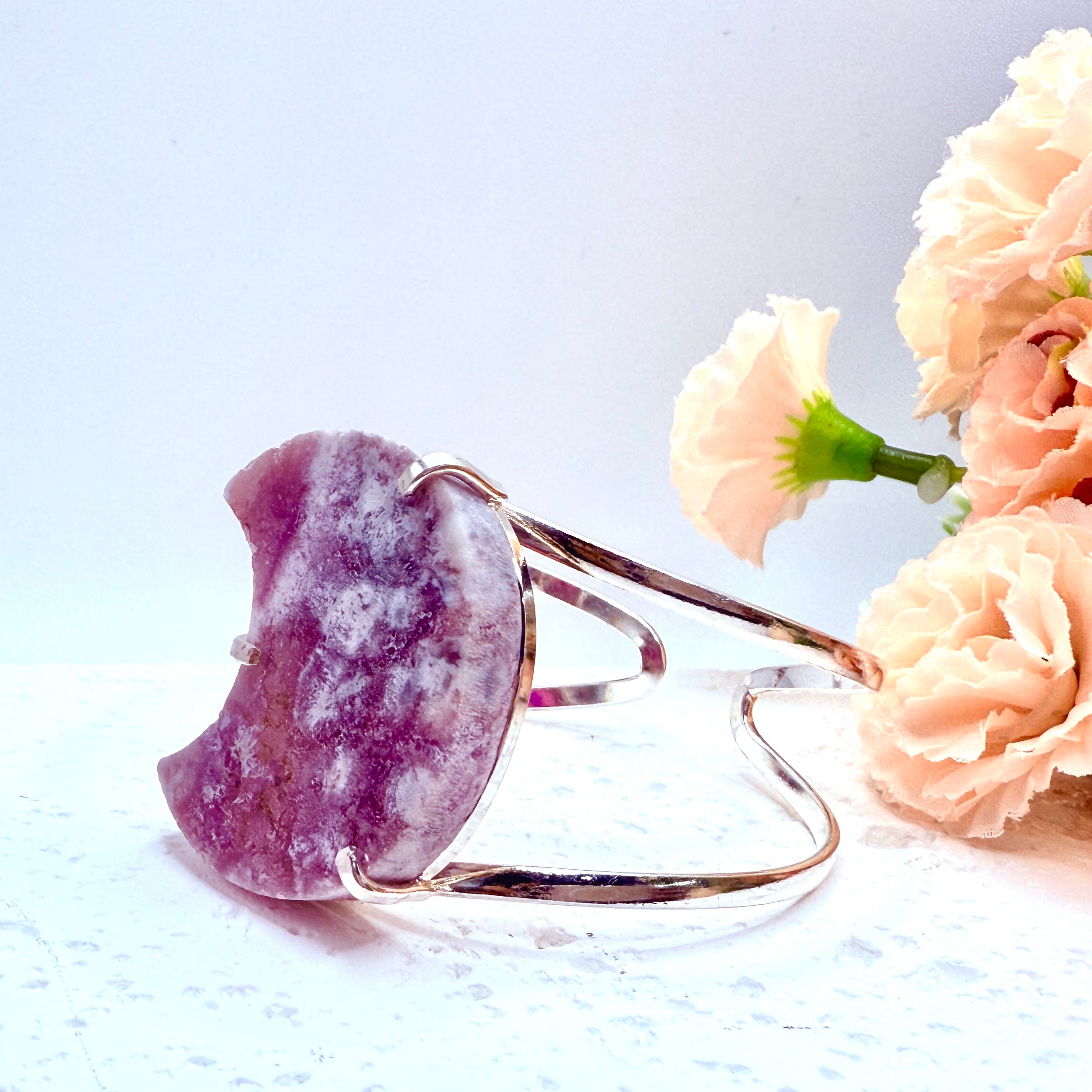 Pink Amethyst Slice Moon Bracelet