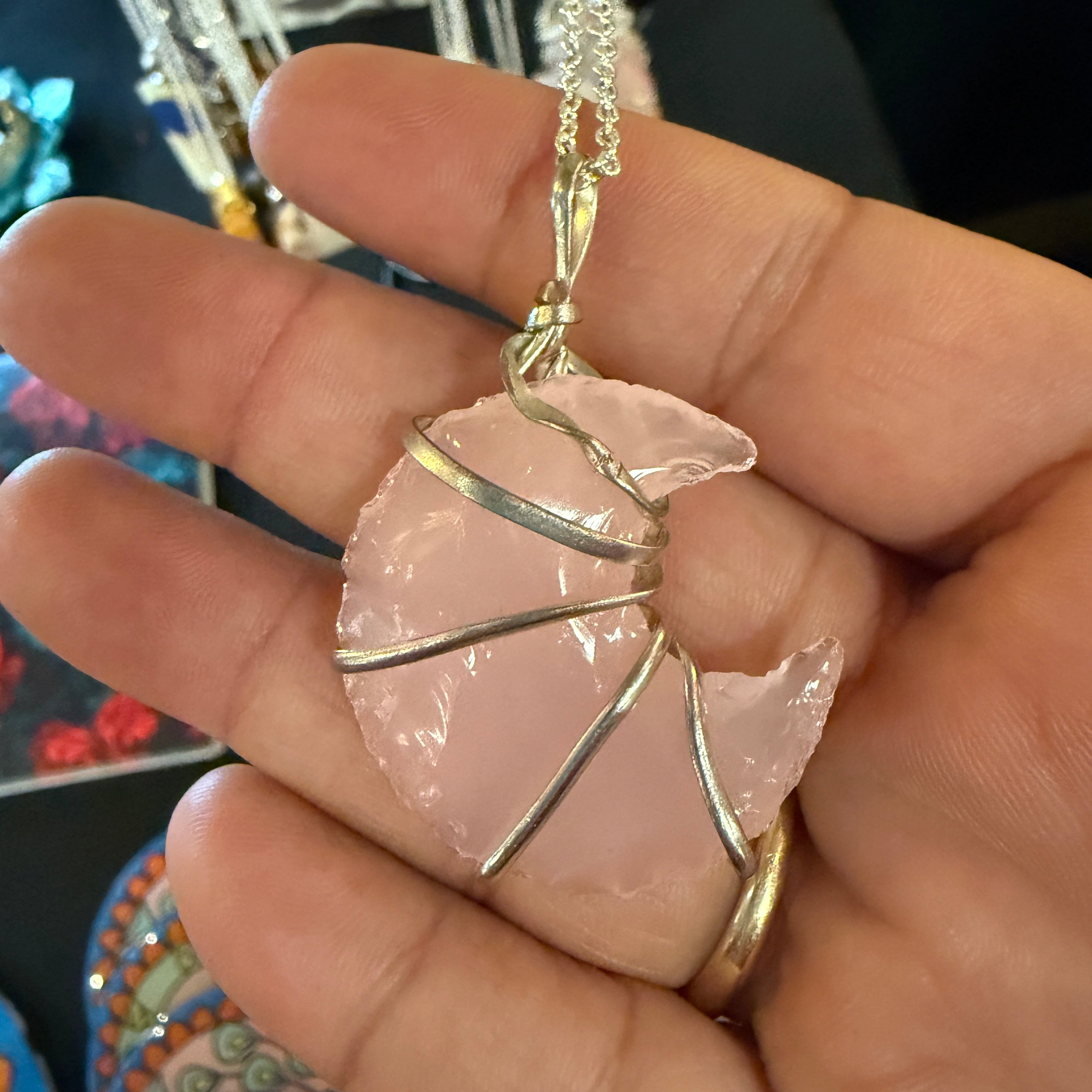 Rose Quartz Moon Pendant Rough