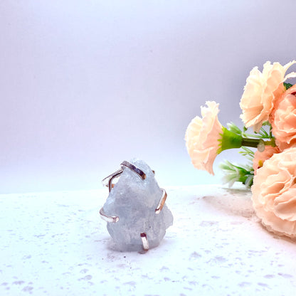Gold and Silver Plated Raw Aquamarine Rings
