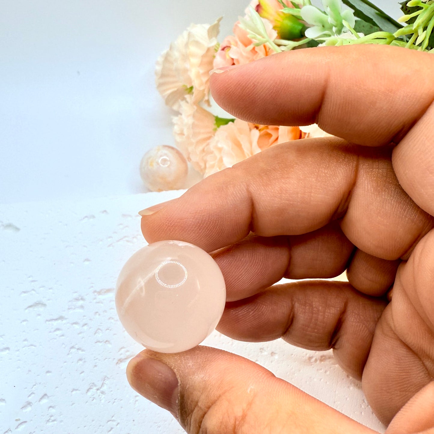 Flower Agate Mini Spheres Pair