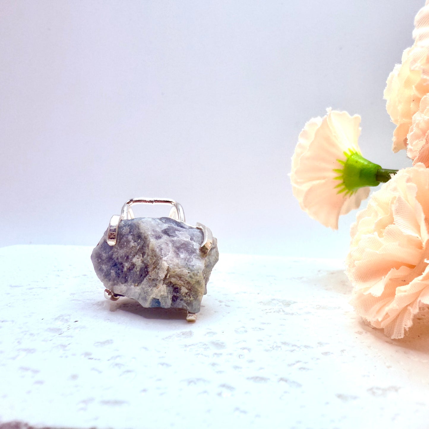Gold and Silver Plated Raw Aquamarine Rings