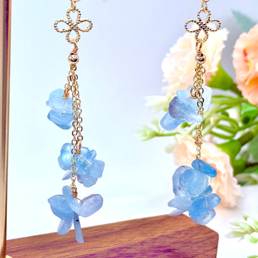Crystal Chip Long Dangle Earrings