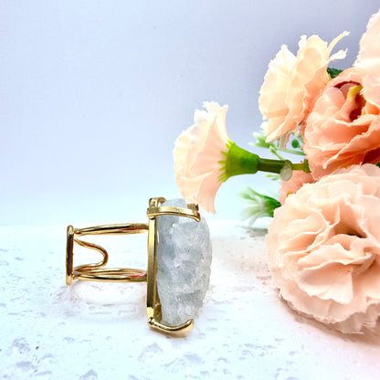 Gold and Silver Plated Raw Aquamarine Rings