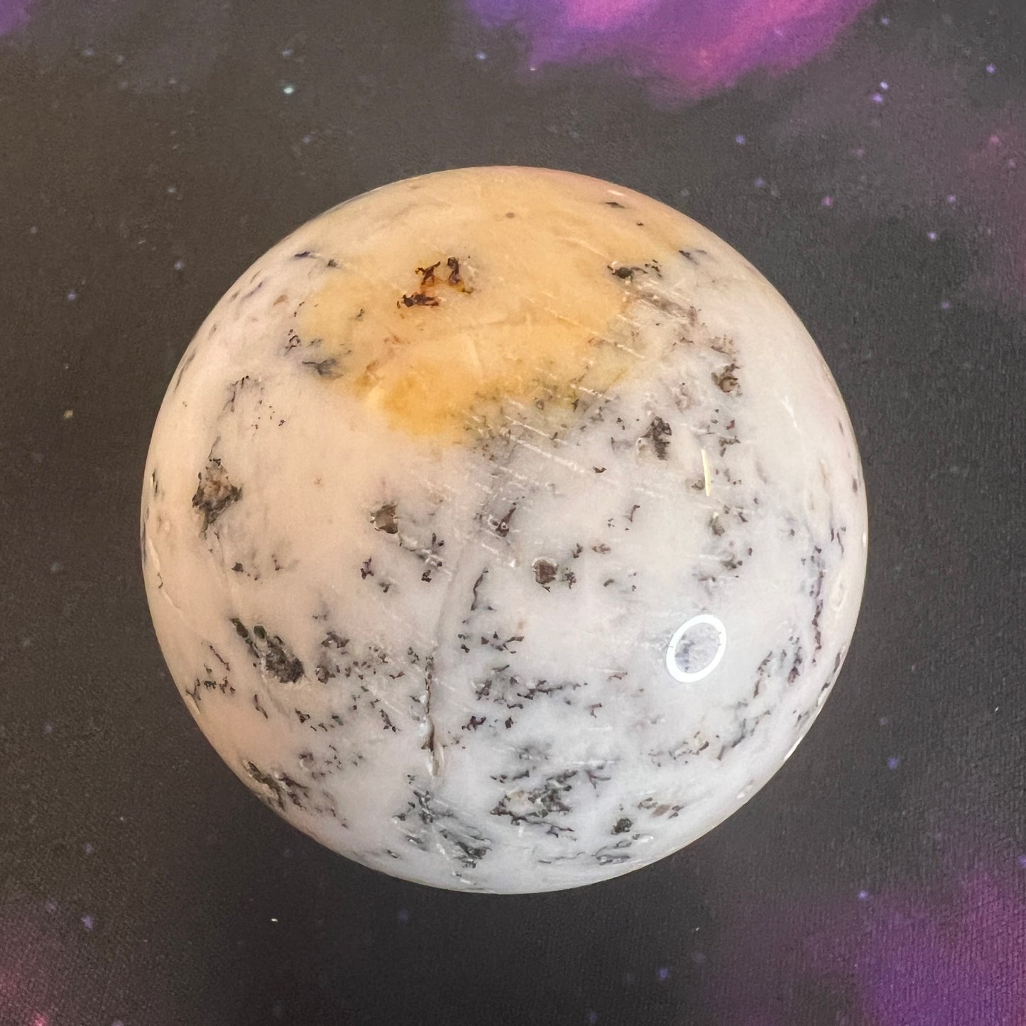 White Dendritic Agate Sphere