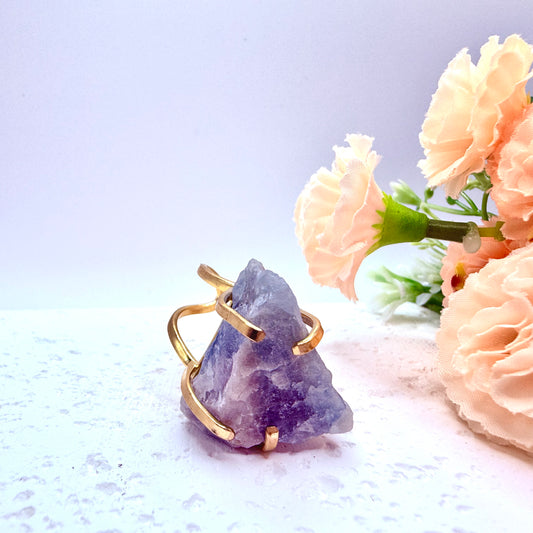 Gold and Silver Plated Raw Aquamarine Rings