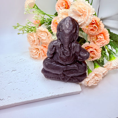 Silver Obsidian Ganesha Carving