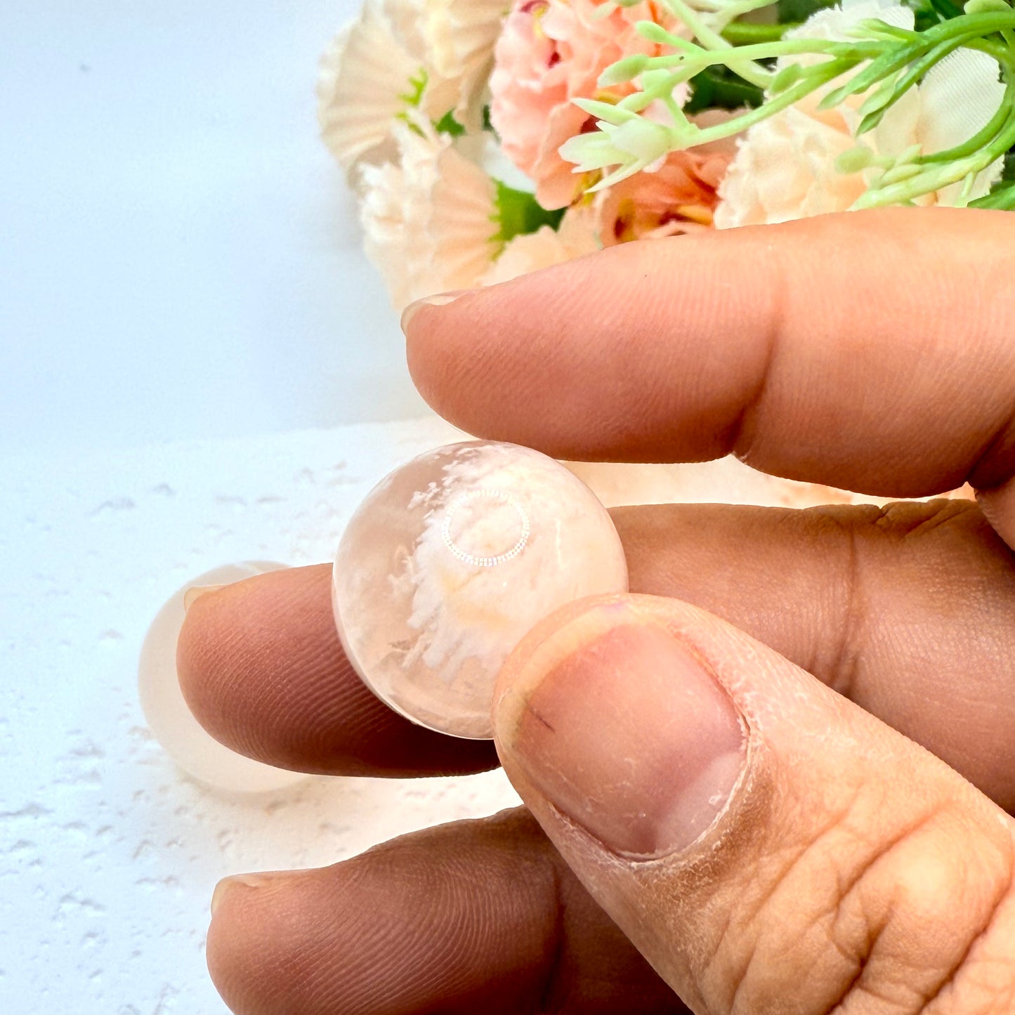 Flower Agate Mini Spheres Pair