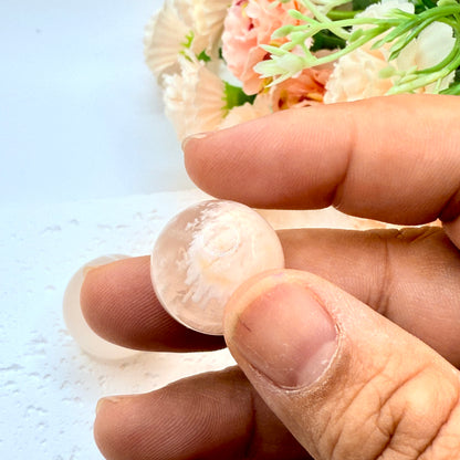 Flower Agate Mini Spheres Pair