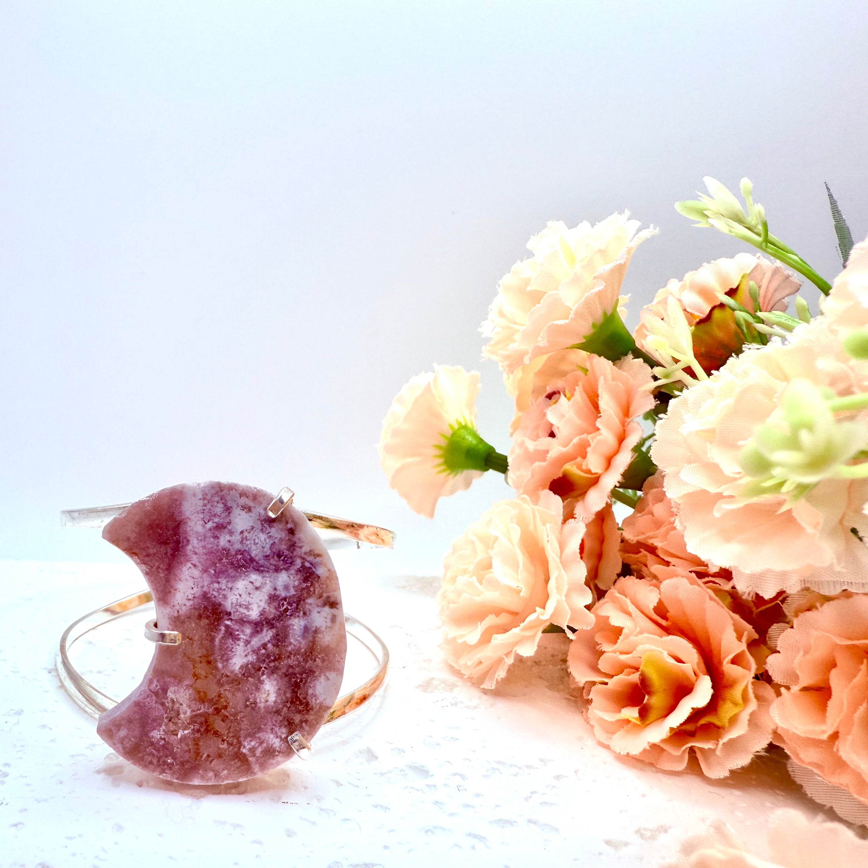 Pink Amethyst Slice Moon Bracelet