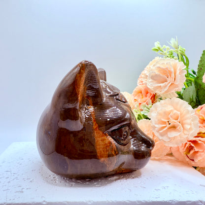 Jasper Luna Cat Carving in Brown