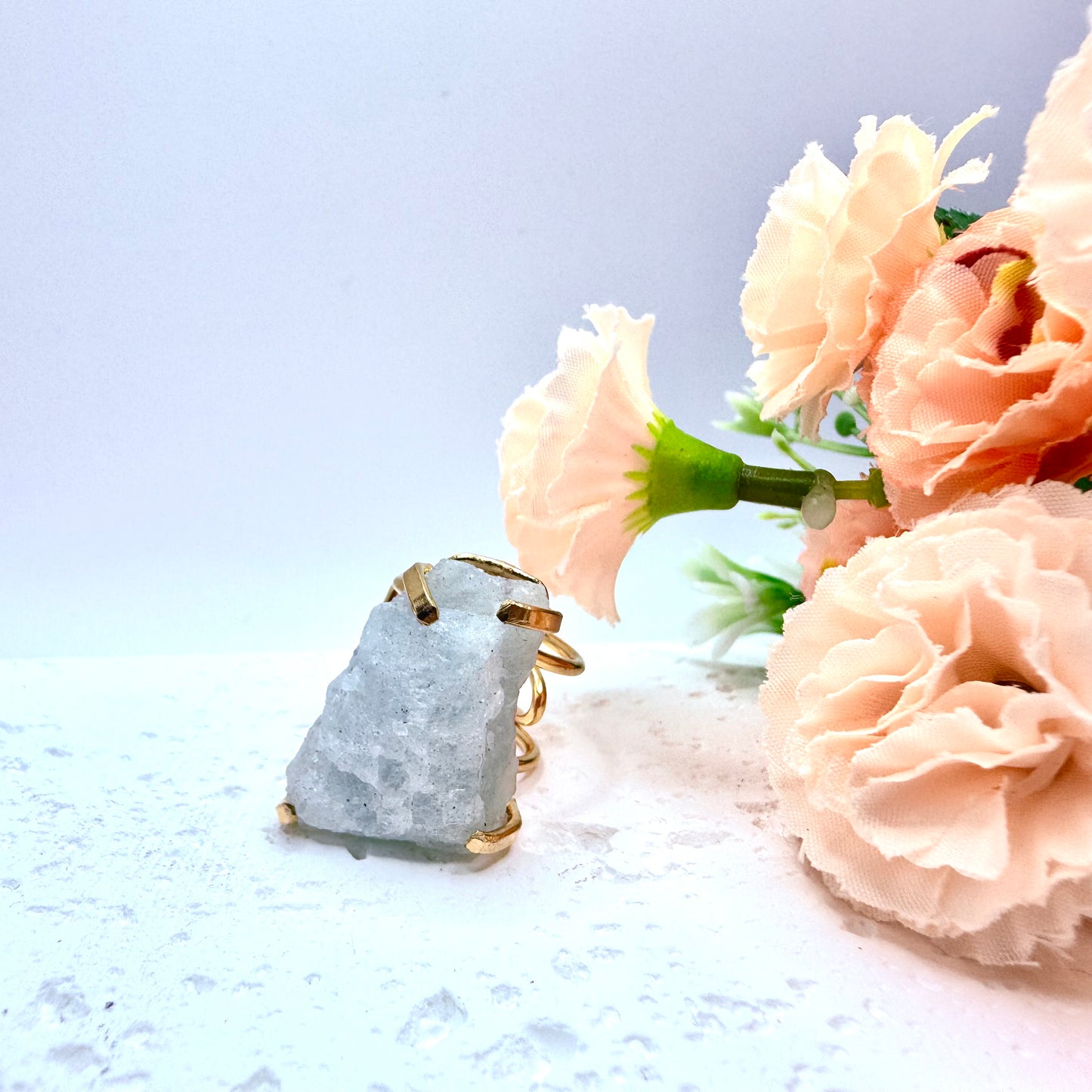 Gold and Silver Plated Raw Aquamarine Rings