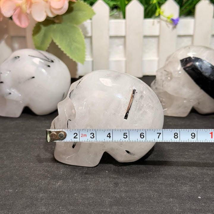 Black Tourmaline Quartz Skull Carving