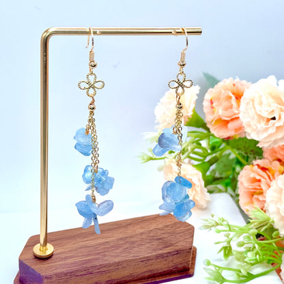 Crystal Chip Long Dangle Earrings