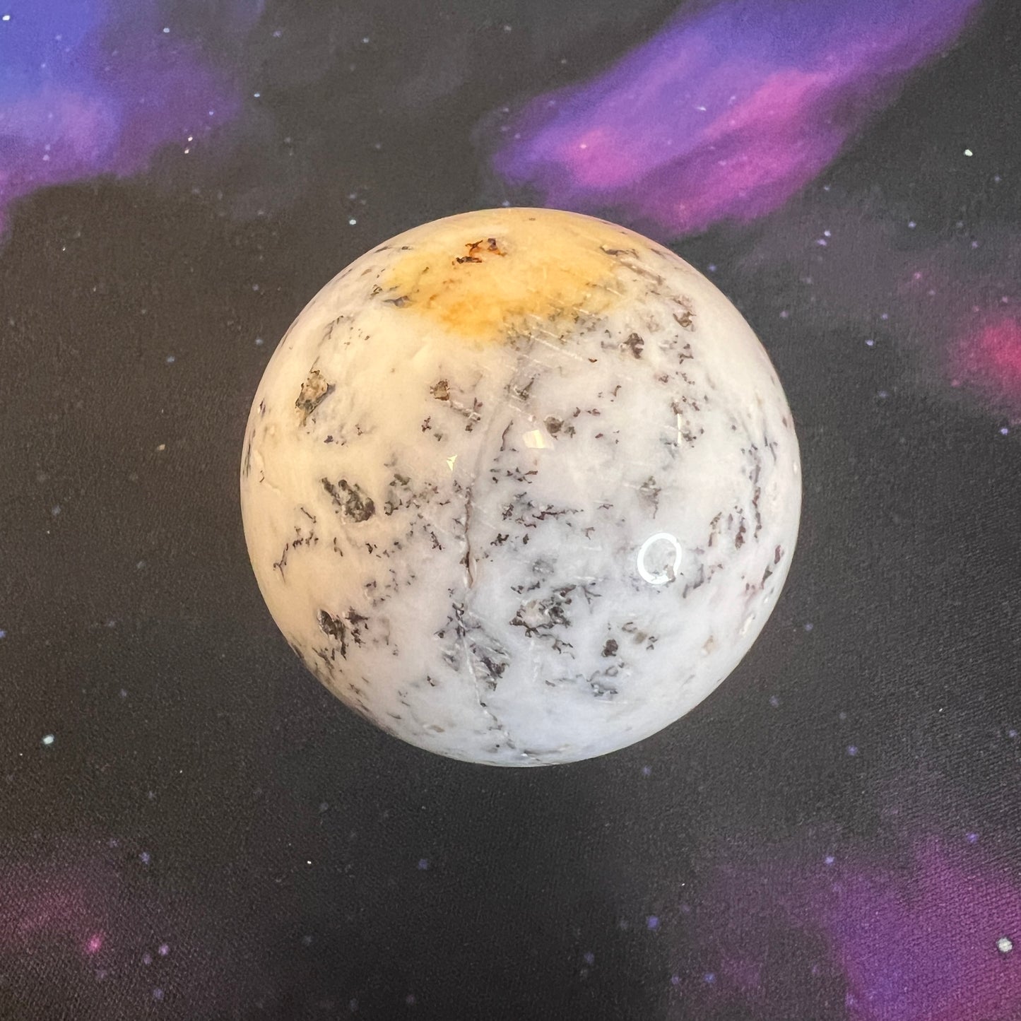 White Dendritic Agate Sphere