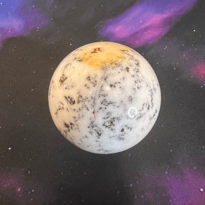 White Dendritic Agate Sphere