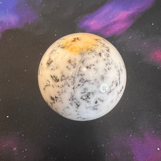 White Dendritic Agate Sphere