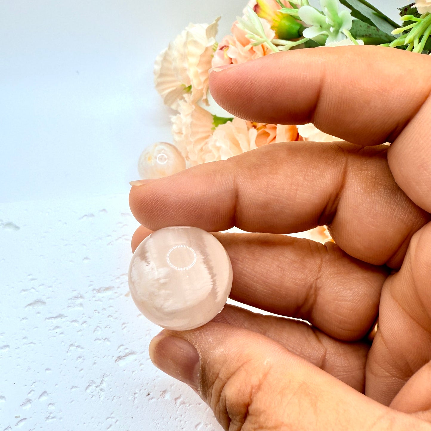 Flower Agate Mini Spheres Pair