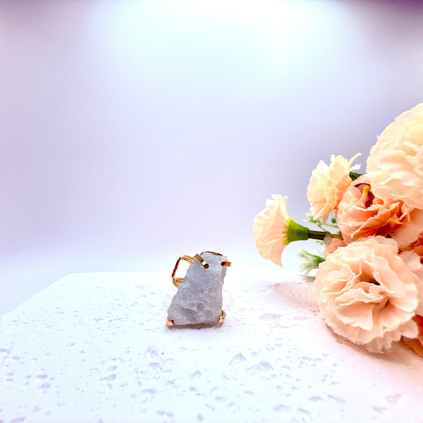 Gold and Silver Plated Raw Aquamarine Rings