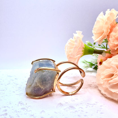Gold and Silver Plated Raw Aquamarine Rings
