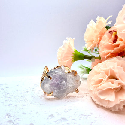 Gold and Silver Plated Raw Aquamarine Rings