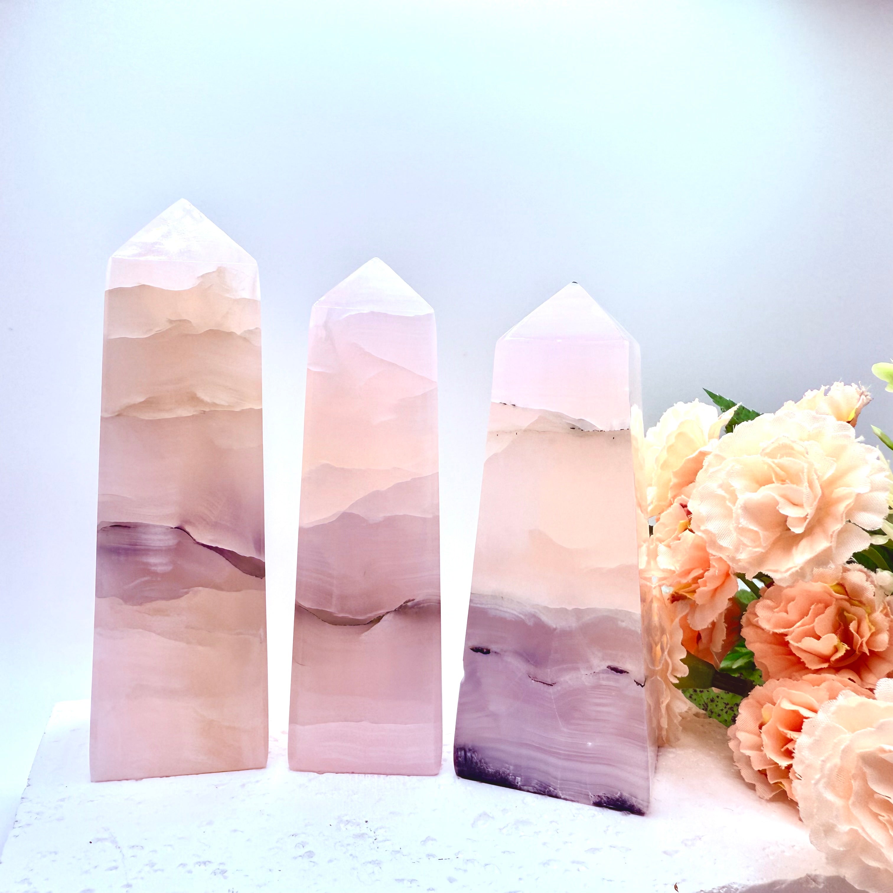 Pink Mangano Calcite Towers