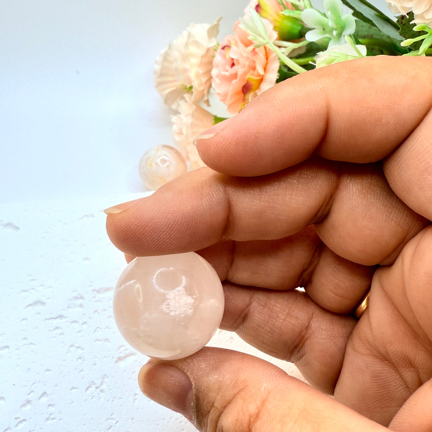 Flower Agate Mini Spheres Pair