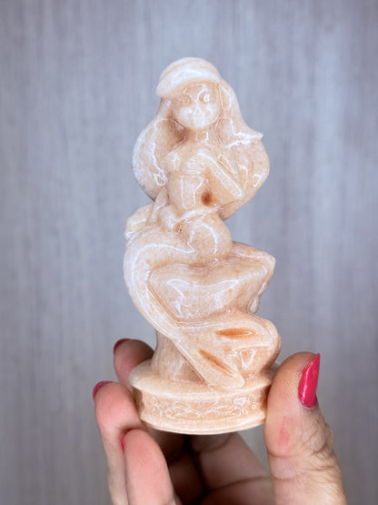 Alashan “Jade” Mermaid Carving – Hand-Carved Serpentine from Inner Mongolia | Feminine Ocean Energy Sculpture - Auralis Crystals