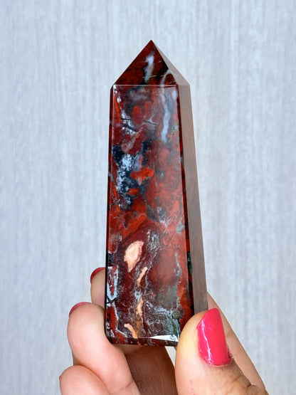 Jaspilite Obelisk – Banded Hematite & Jasper Tower | Handpicked Polished Iron Formation Stone