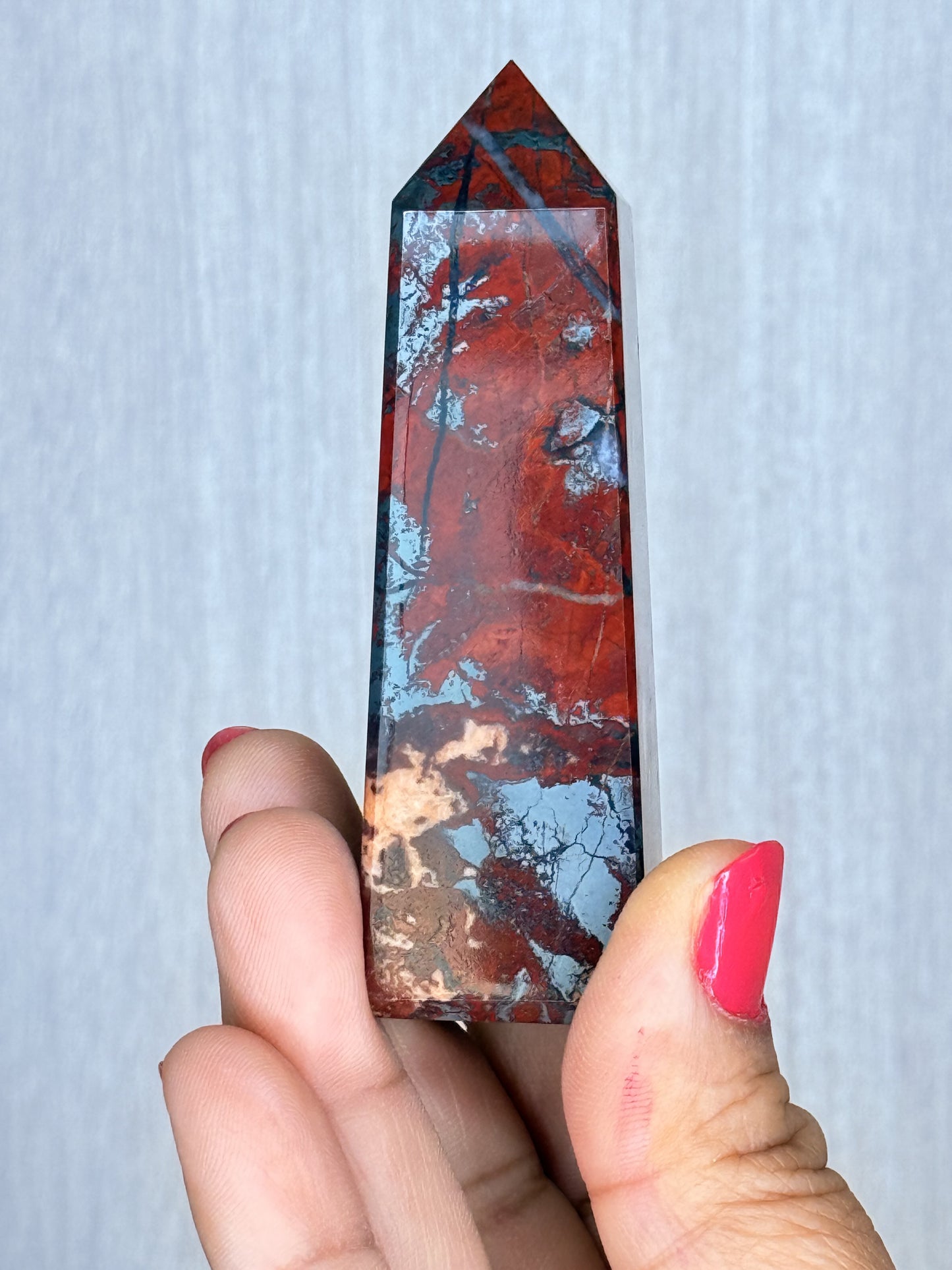 Jaspilite Obelisk – Banded Hematite & Jasper Tower | Handpicked Polished Iron Formation Stone