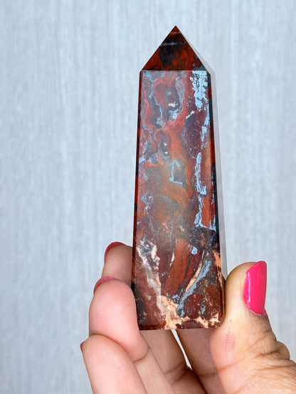 Jaspilite Obelisk – Banded Hematite & Jasper Tower | Handpicked Polished Iron Formation Stone