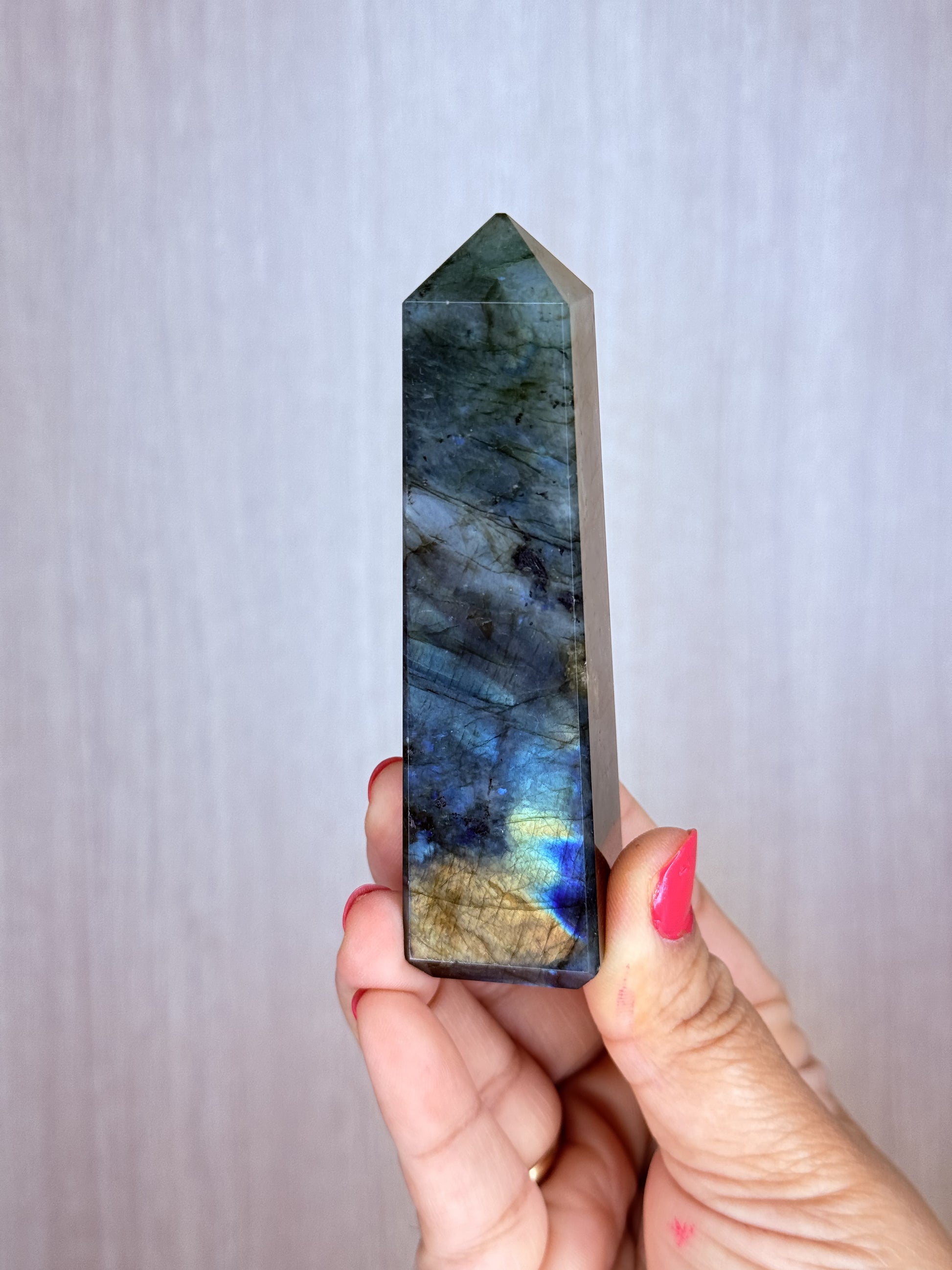 Labradorite Obelisk – Polished Feldspar Tower with Flash | Handpicked Protection & Intuition Stone - Auralis Crystals