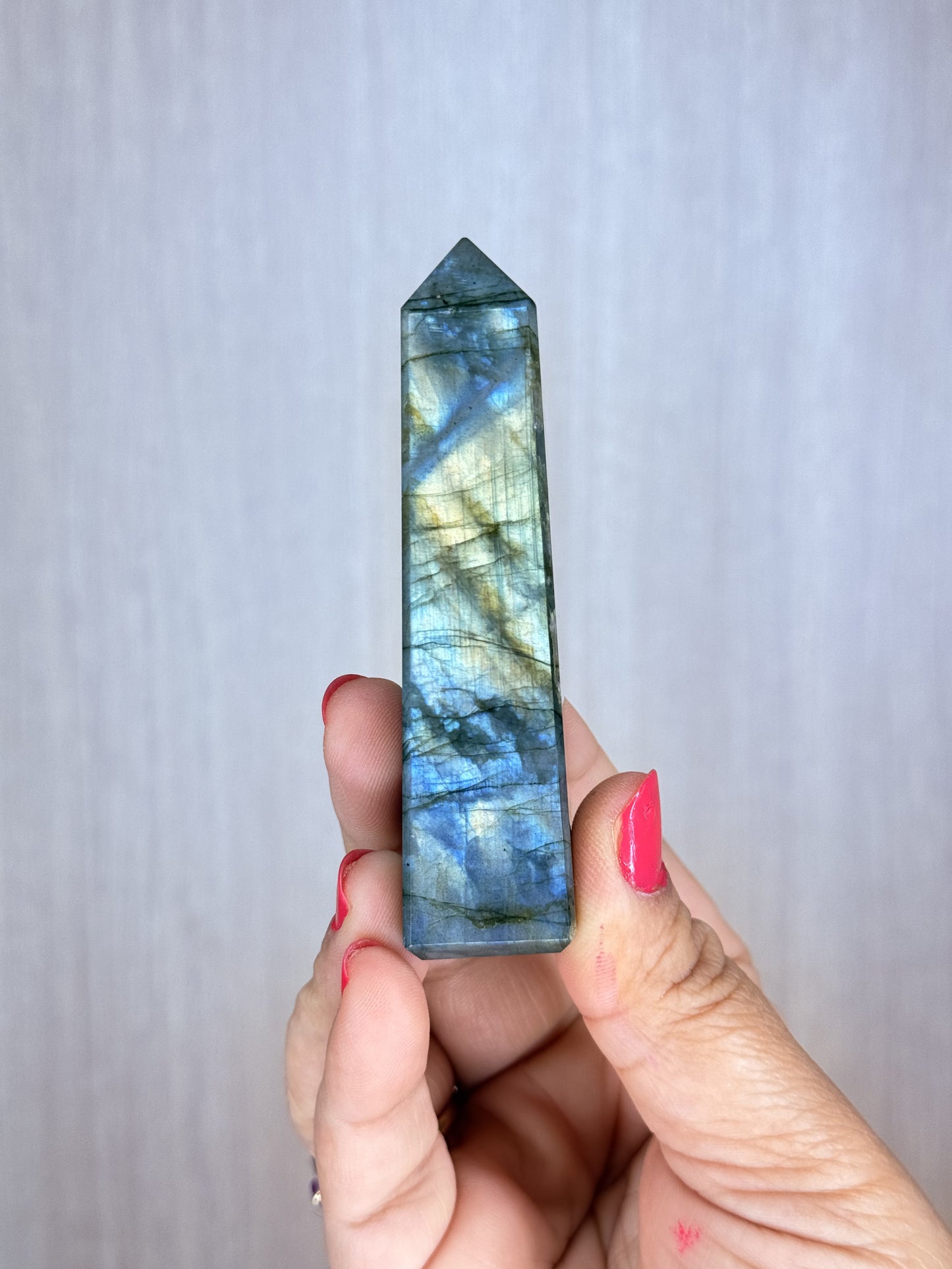 Labradorite Obelisk – Polished Feldspar Tower with Flash | Handpicked Protection & Intuition Stone - Auralis Crystals
