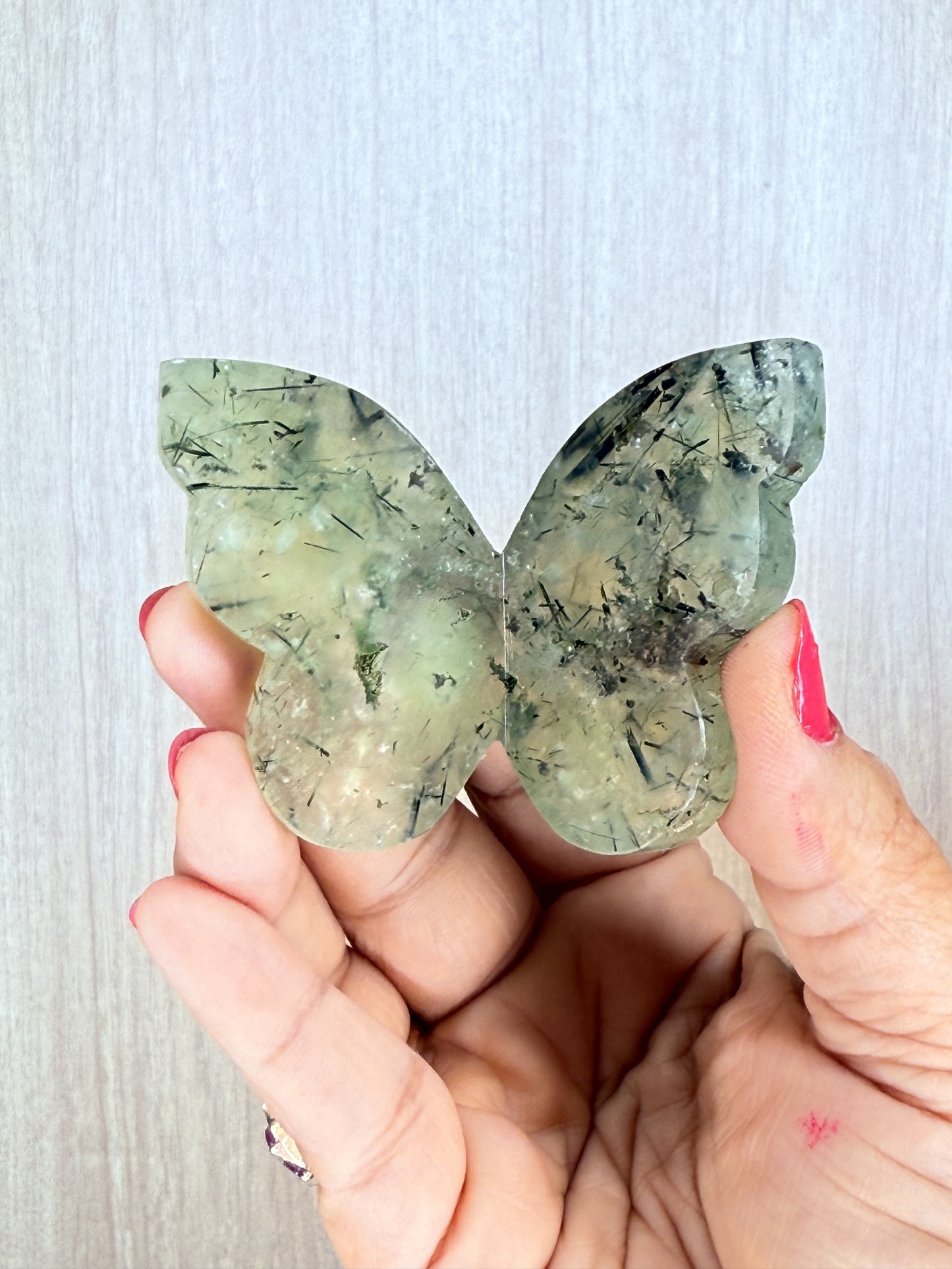 Crystal 3D Butterfly Carvings – Sodalite, Pyrite, Moss Agate, Prehnite, Tanzania Moonstone & Rainbow Moonstone