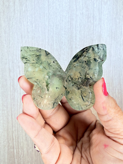 Crystal 3D Butterfly Carvings – Sodalite, Pyrite, Moss Agate, Prehnite, Tanzania Moonstone & Rainbow Moonstone