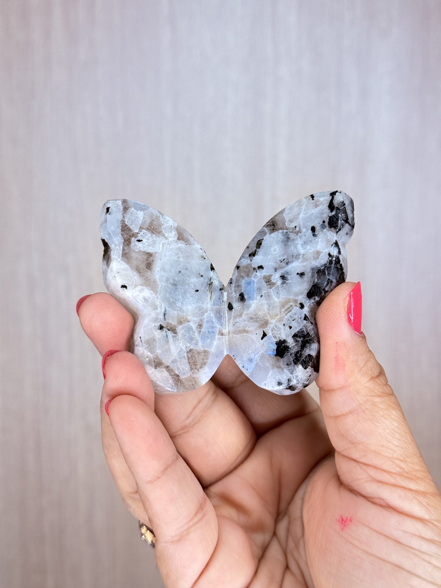 Crystal 3D Butterfly Carvings – Sodalite, Pyrite, Moss Agate, Prehnite, Tanzania Moonstone & Rainbow Moonstone