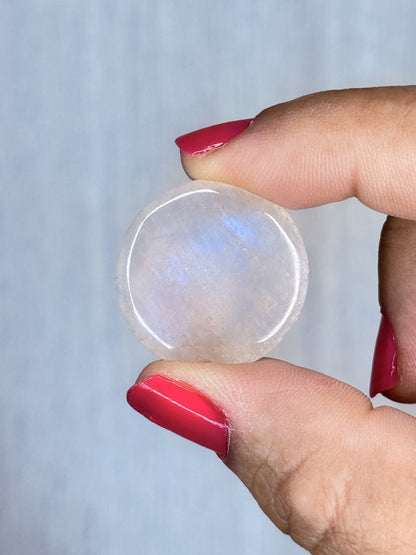 Tanzania Moonstone Flatstone – Handpicked Polished Feldspar Palm Stone | Soft Flash & Intuitive Energy Crystal - Auralis Crystals