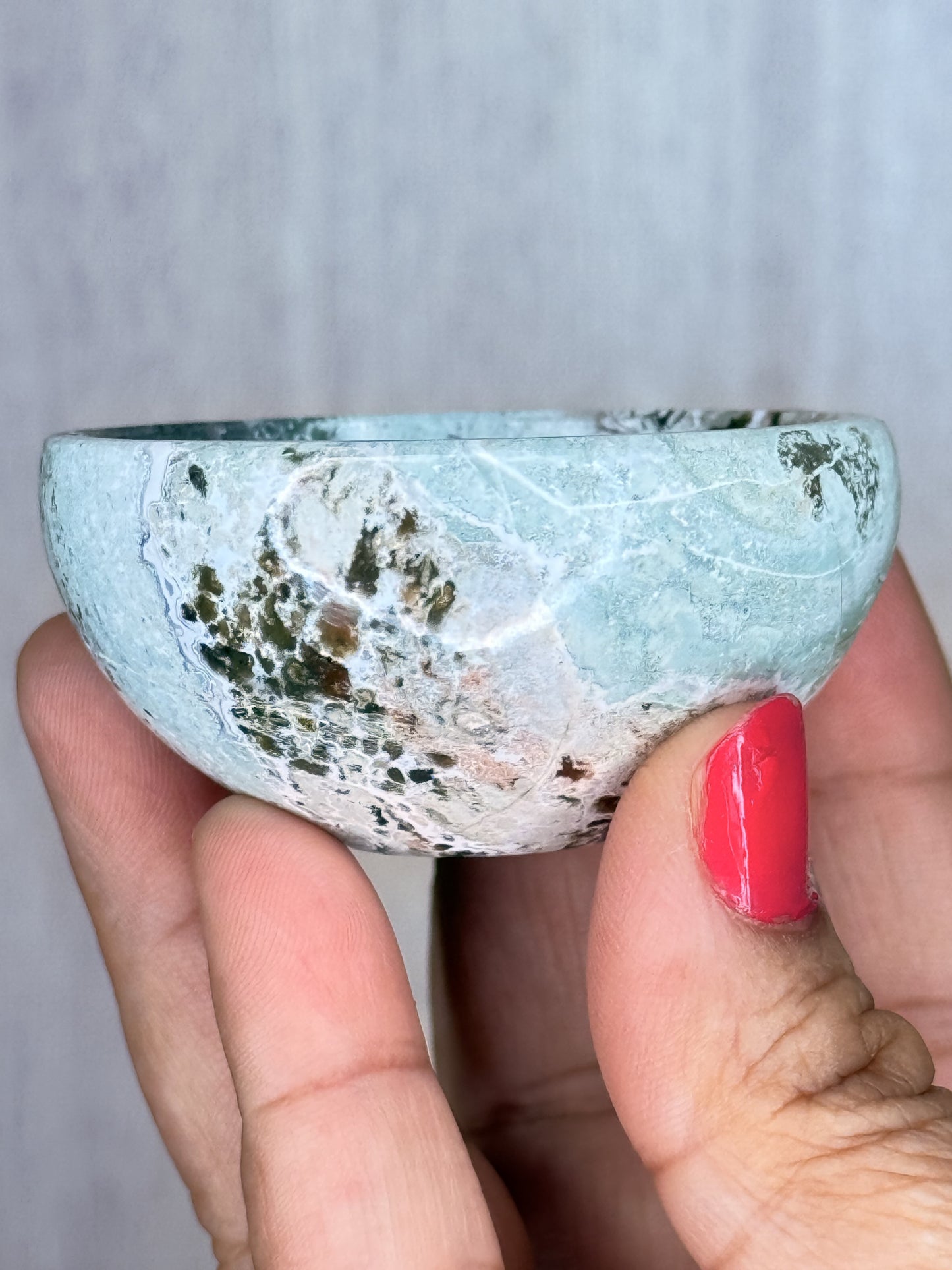 Unicorn Jasper Small Bowl – Hand-Carved Polished Jasper Dish | Colorful Crystal Trinket Bowl