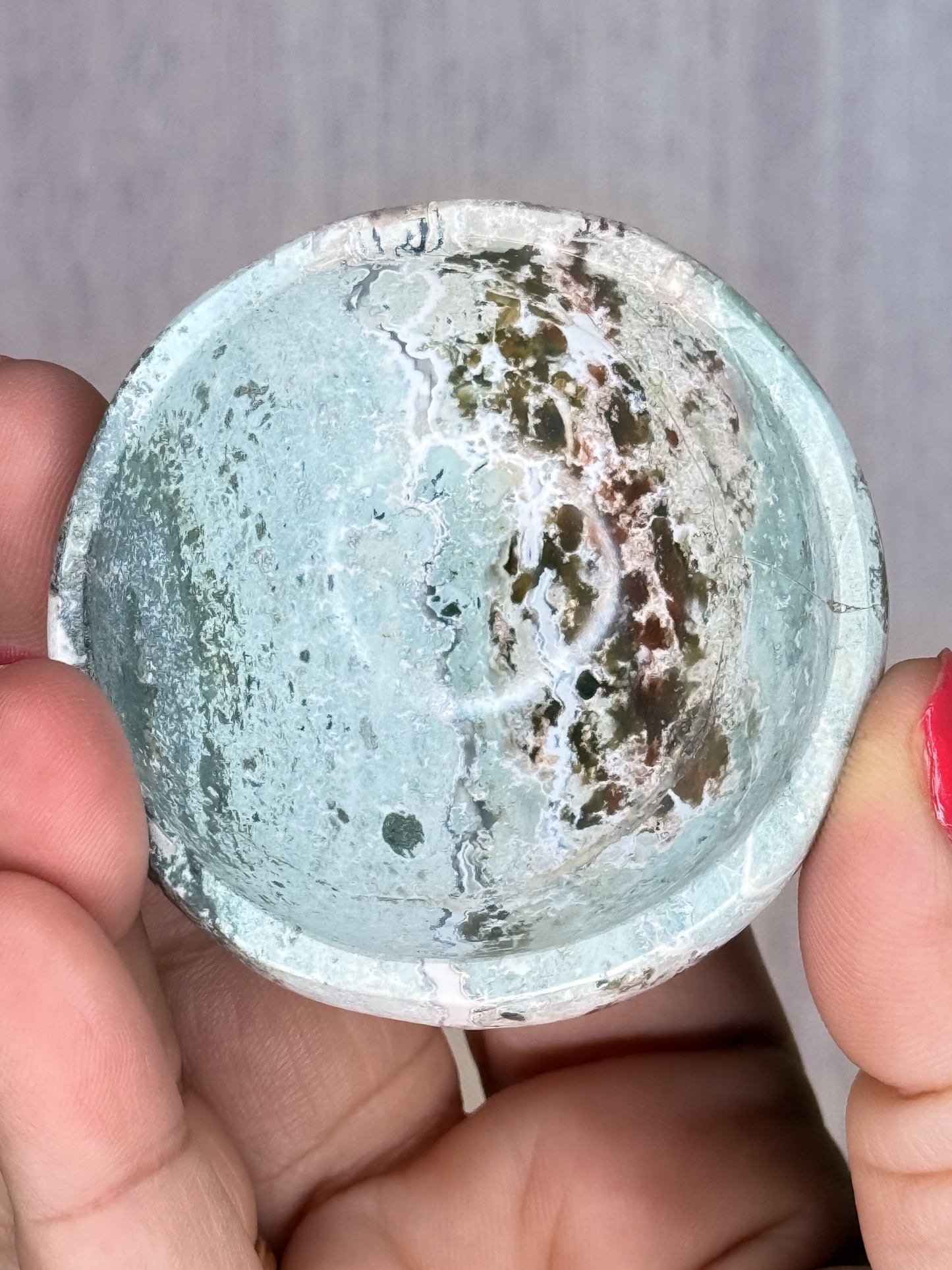 Unicorn Jasper Small Bowl – Hand-Carved Polished Jasper Dish | Colorful Crystal Trinket Bowl